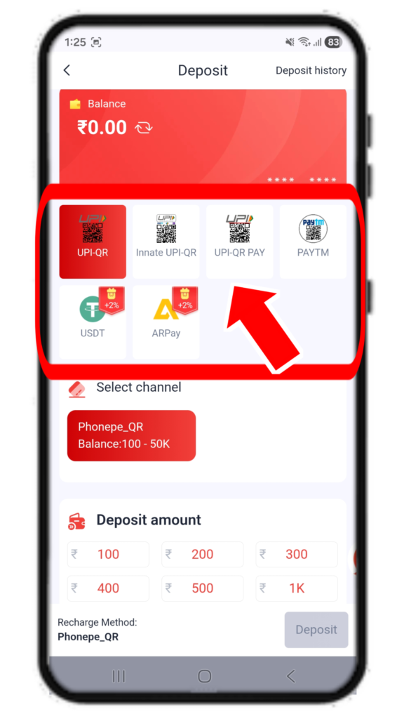 82Lottery deposit pament method